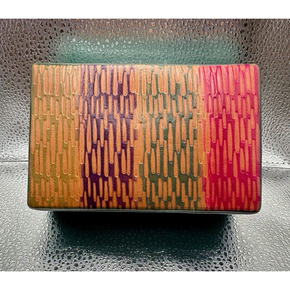 Aarong Bangladesh Embossed Leather Jewelry Box Velvet Mirror Trinket Box